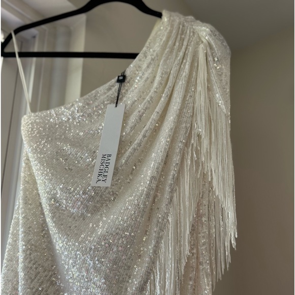 Badgely Mishka Fringed Sequin One-Shoulder Dress - Picture 3 of 12